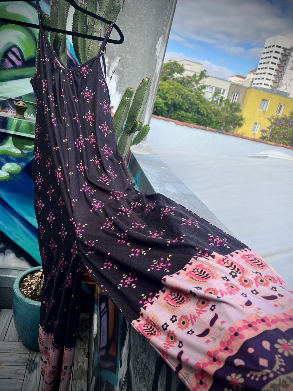 Women’s Black Floral Wide Leg Jumpsuit with adjustable Straps